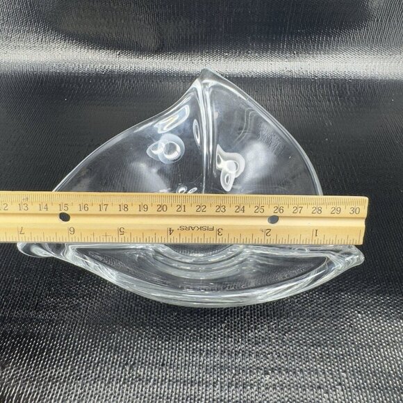 Daum France Clear Glass Crystal Free Form French Glass Dish Bowl Vintage Signed - Picture 2 of 16
